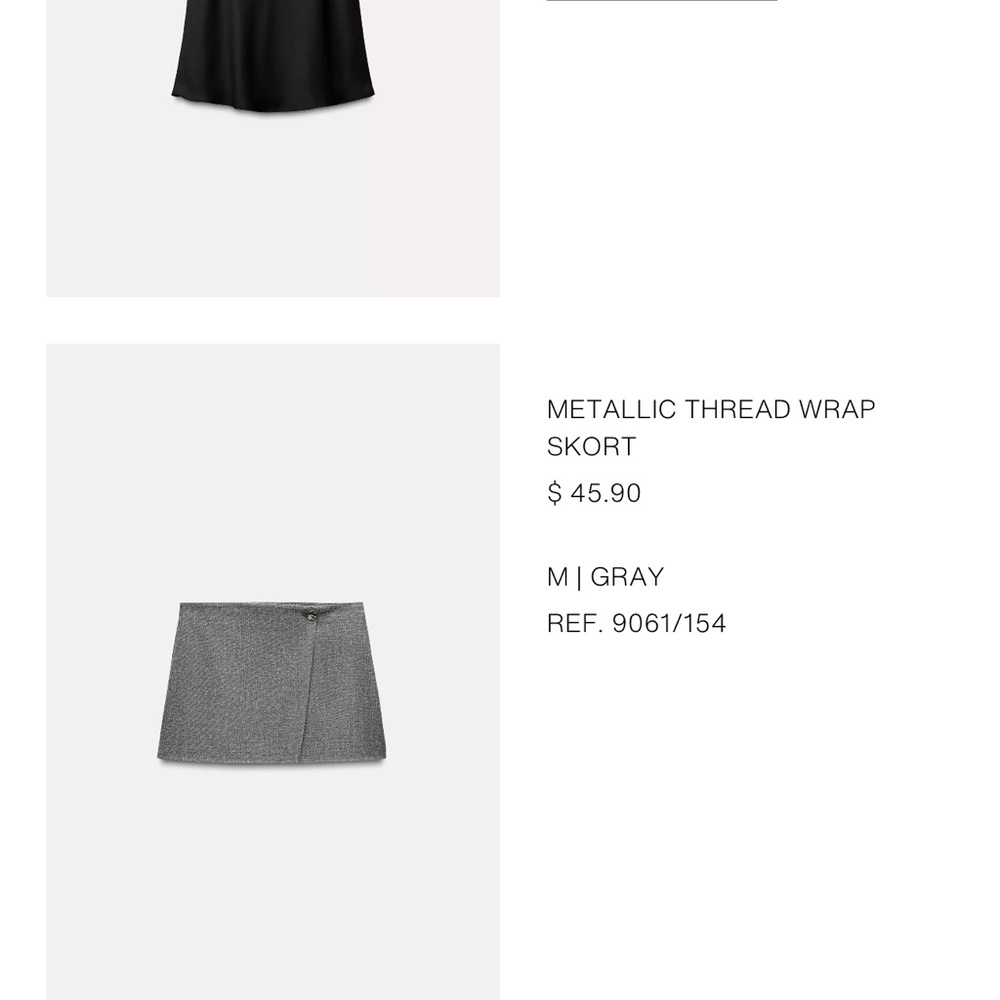 Zara Metallic Gray Skort